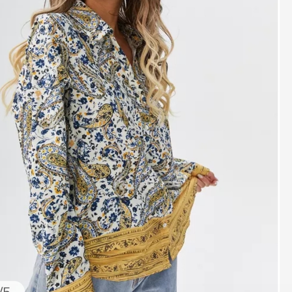 Zara Blue and Yellow Paisley Blouse